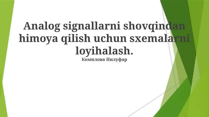 Analog signallarni shovqindan himoya qilish uchun sxemalarni loyihalash 1