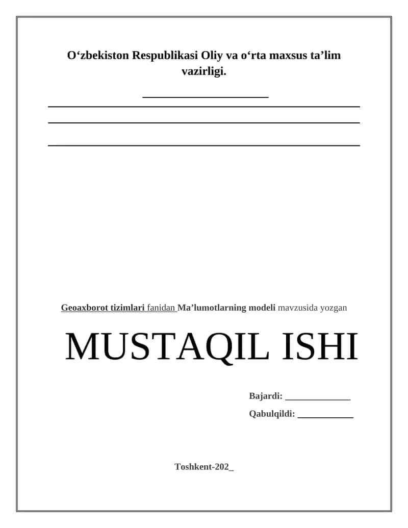 Ma’lumotlarning modeli 1