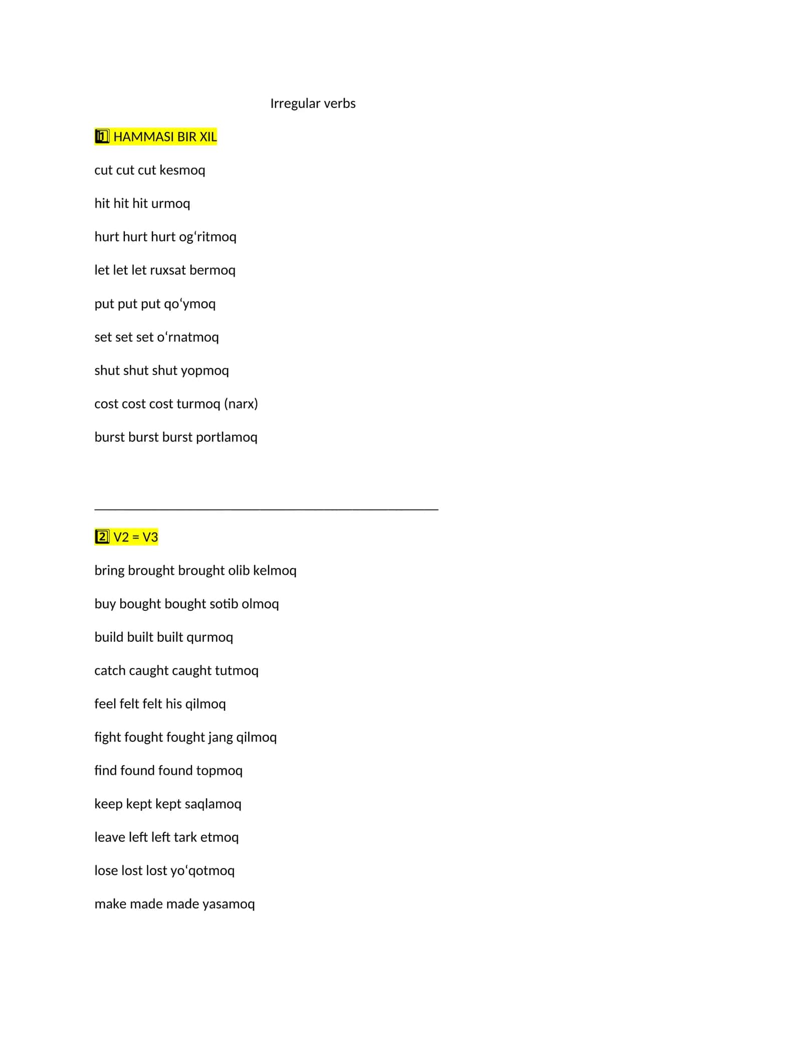 Irregular verbs 1