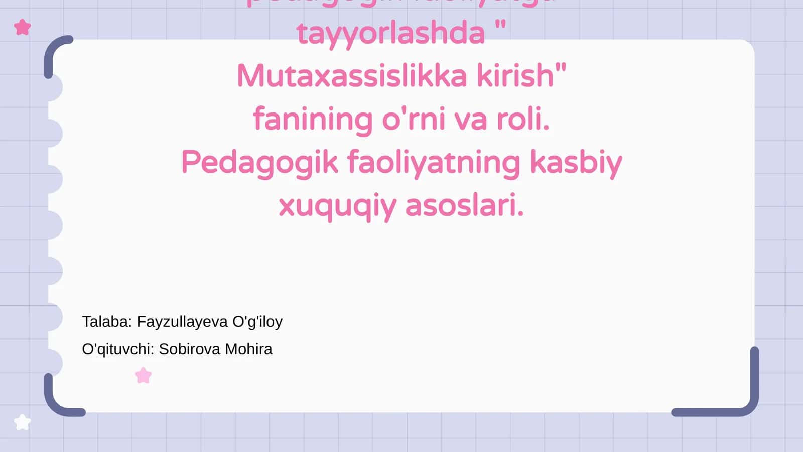Mutaxassislikka kirish 1