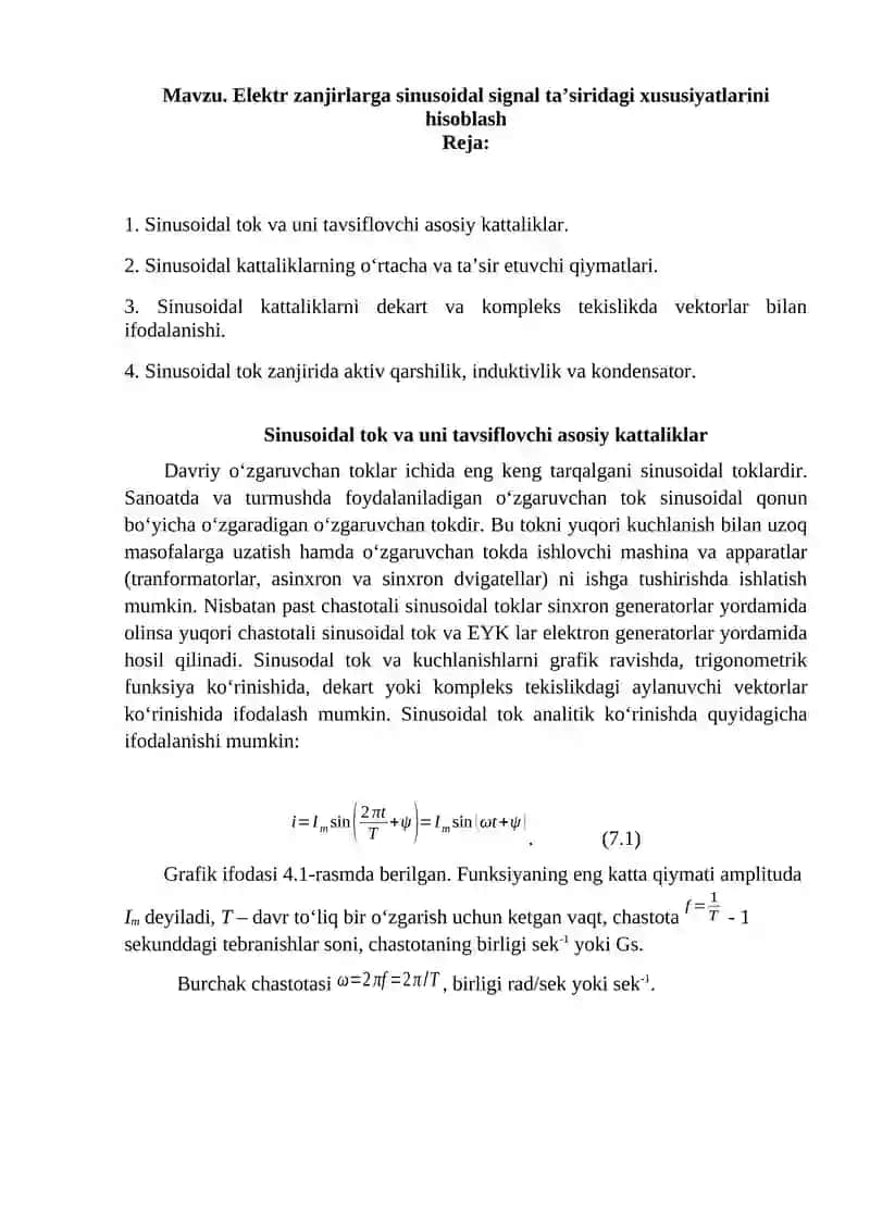Sinusoidal signal ta’siri 1
