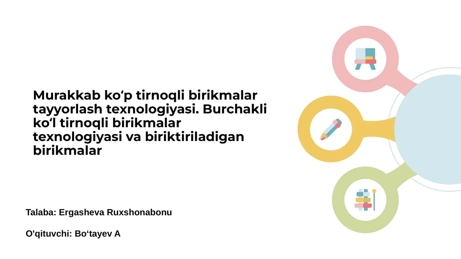 Murakkab ko‘p tirnoqli birikmalar tayyorlash texnologiyasi 1