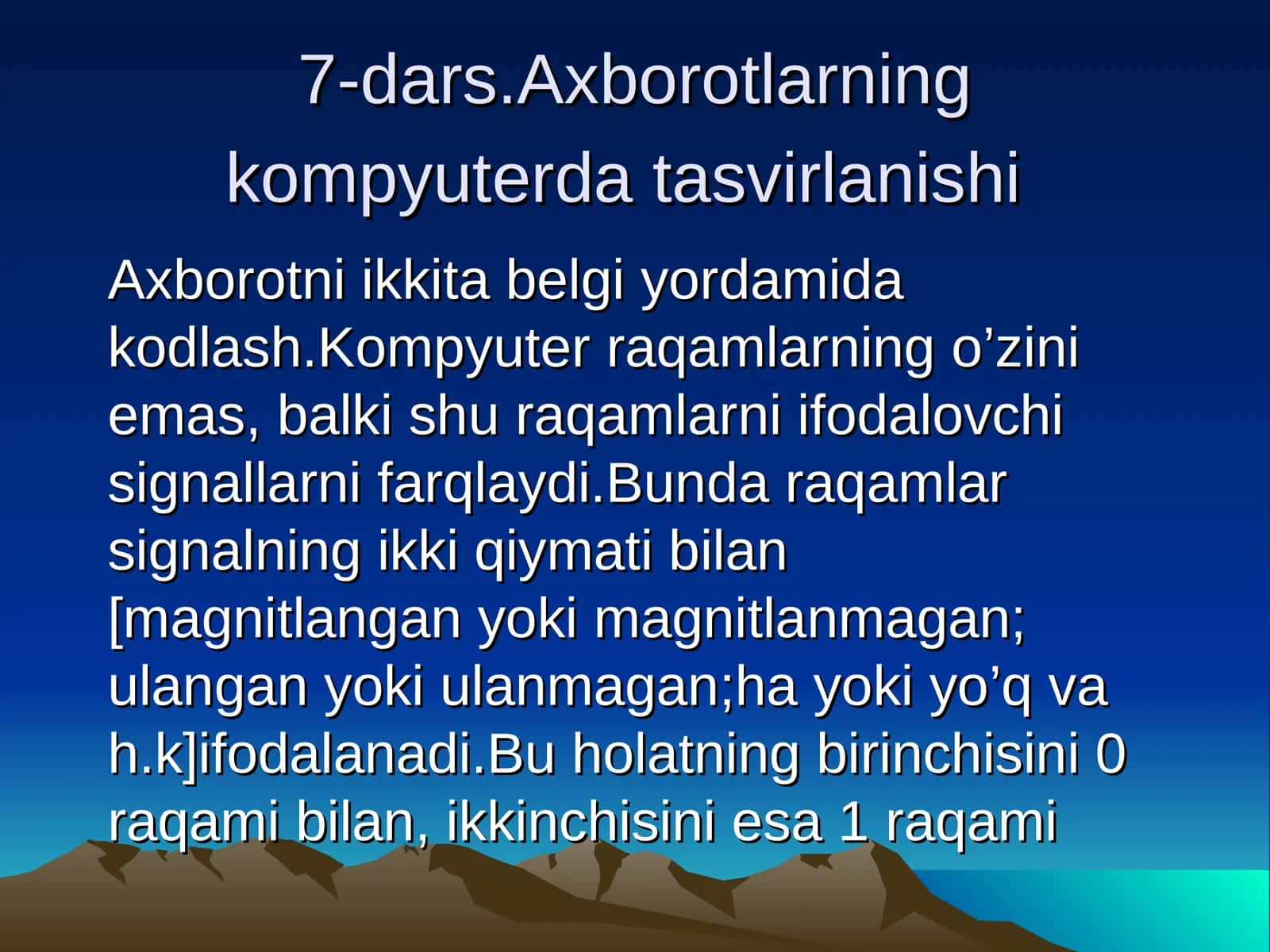 Axborotlarning kompyuterda tasvirlanishi 1