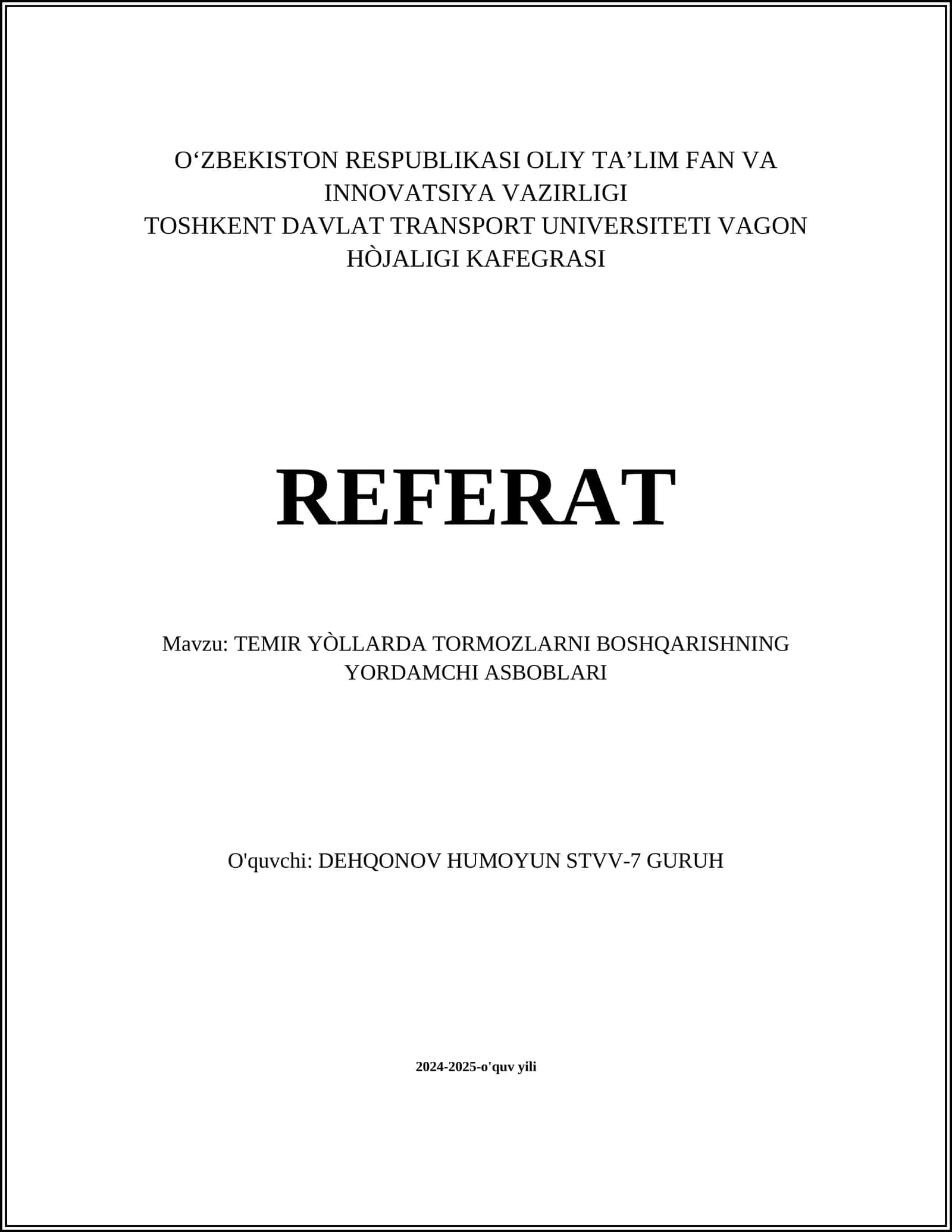 TEMIR YÒLLARDA TORMOZLARNI BOSHQARISHNING YORDAMCHI ASBOBLARI 1