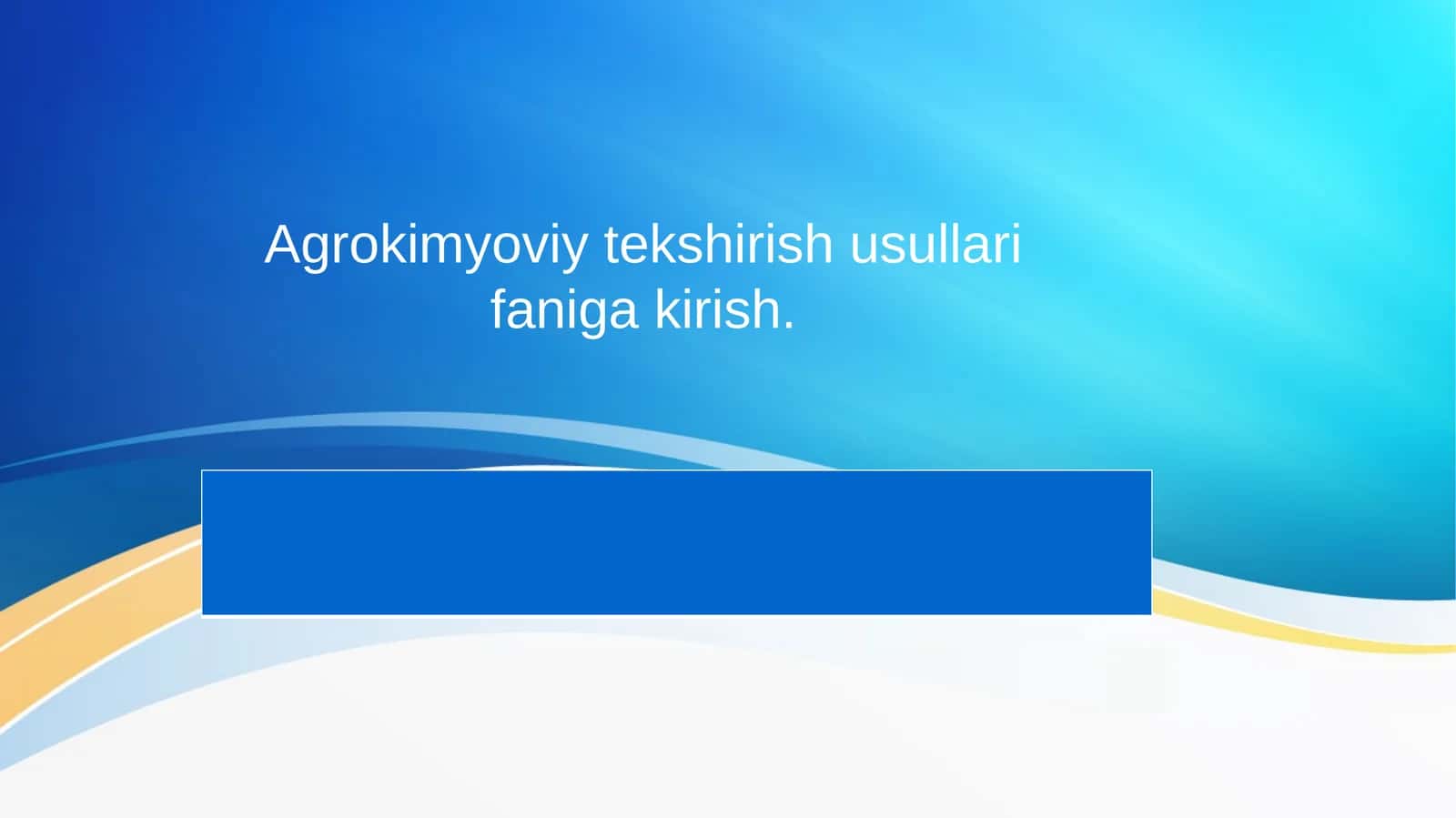 Agrokimyoviy tekshirish usullari faniga kirish 1
