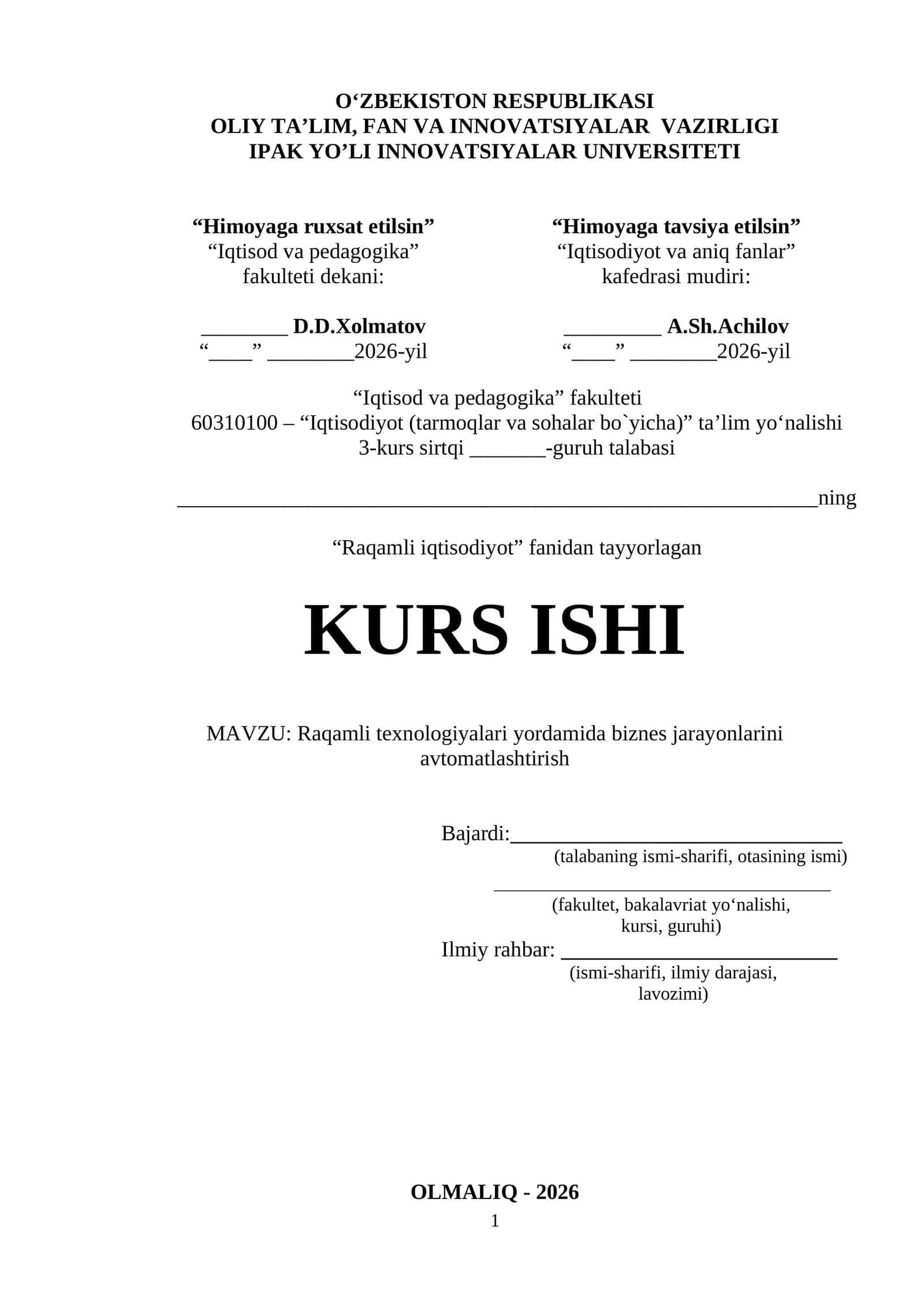 Raqamli texnologiyalari yordamida biznes jarayonlarini avtomatlashtirish 1