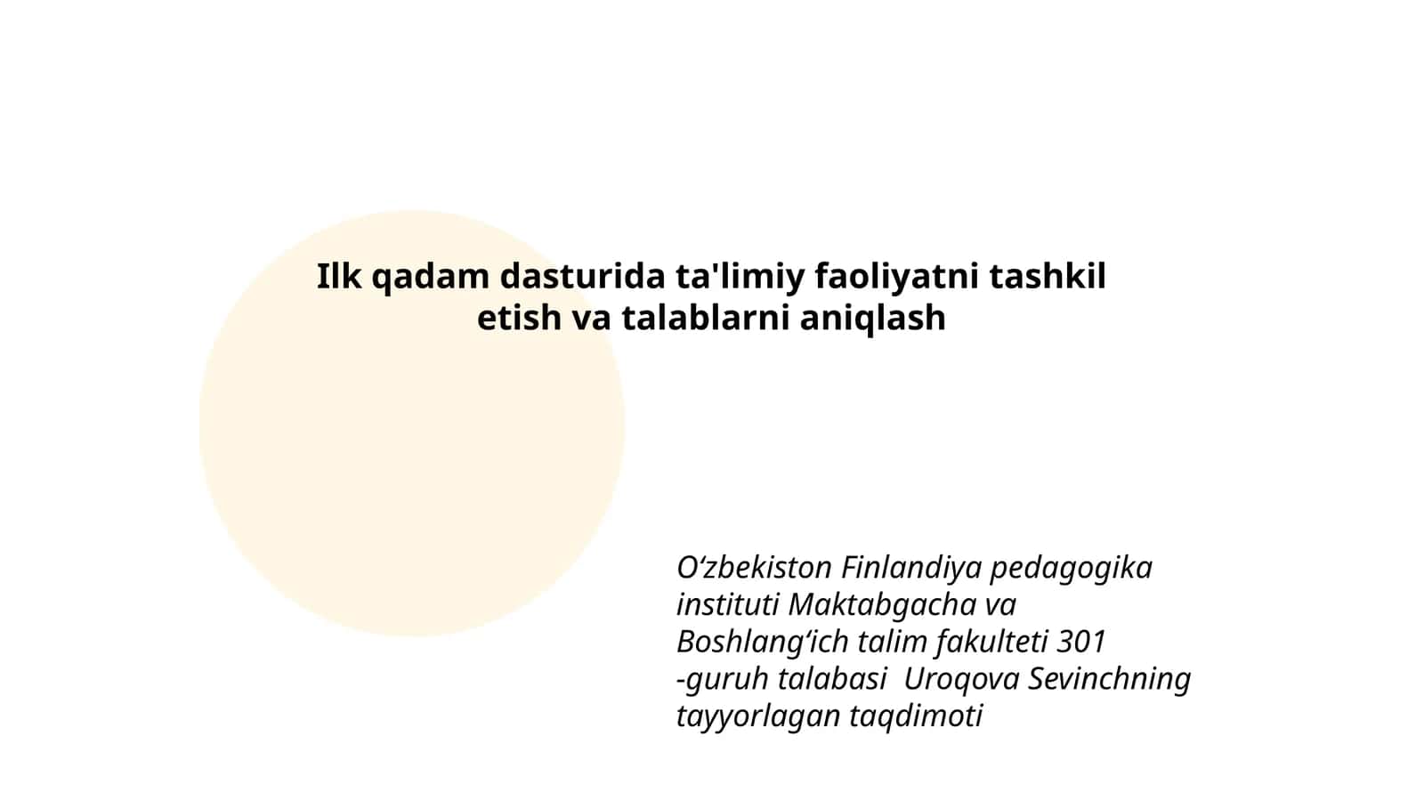 Uroqova Sevinchning taqdimoti 1