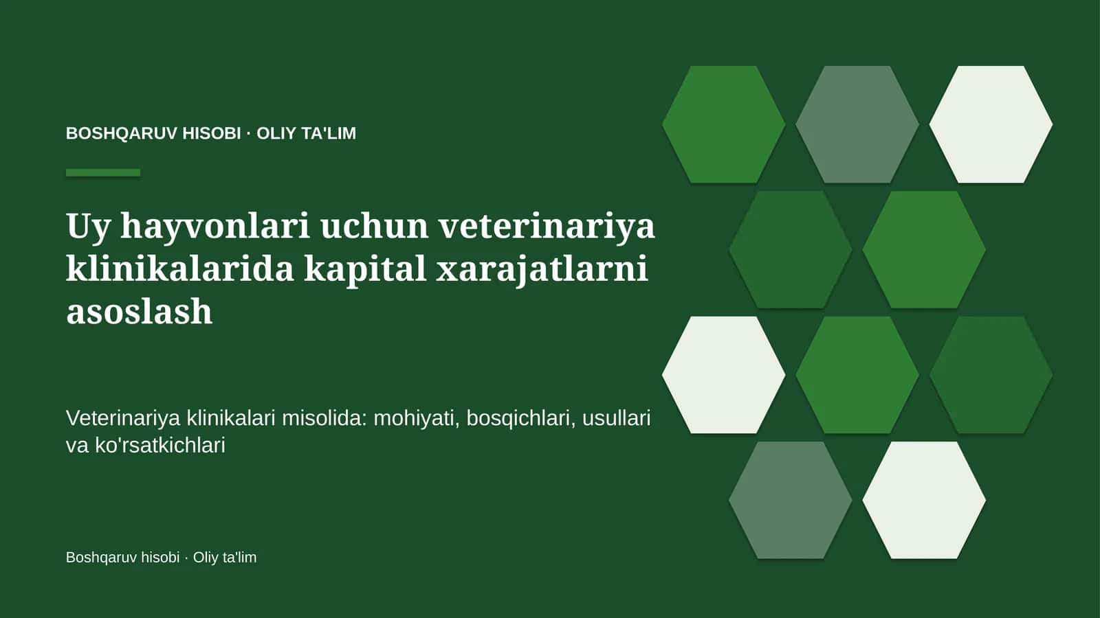 uy hayvonlari uchun veterinariya klinikalarida kapital xarajatlarni asoslash 3009 1