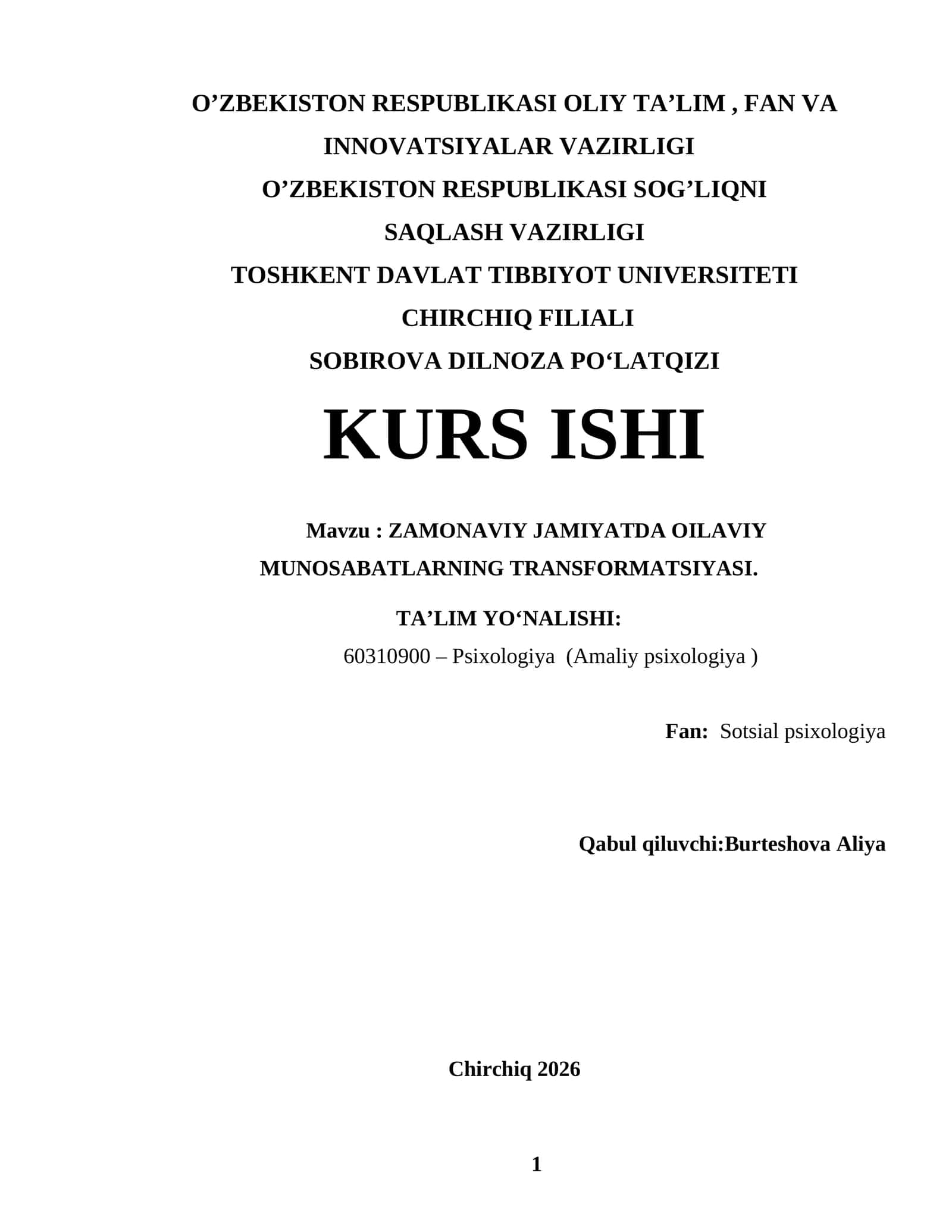 ZAMONAVIY JAMIYATDA OILAVIY MUNOSABATLARNING TRANSFORMATSIYASI 1
