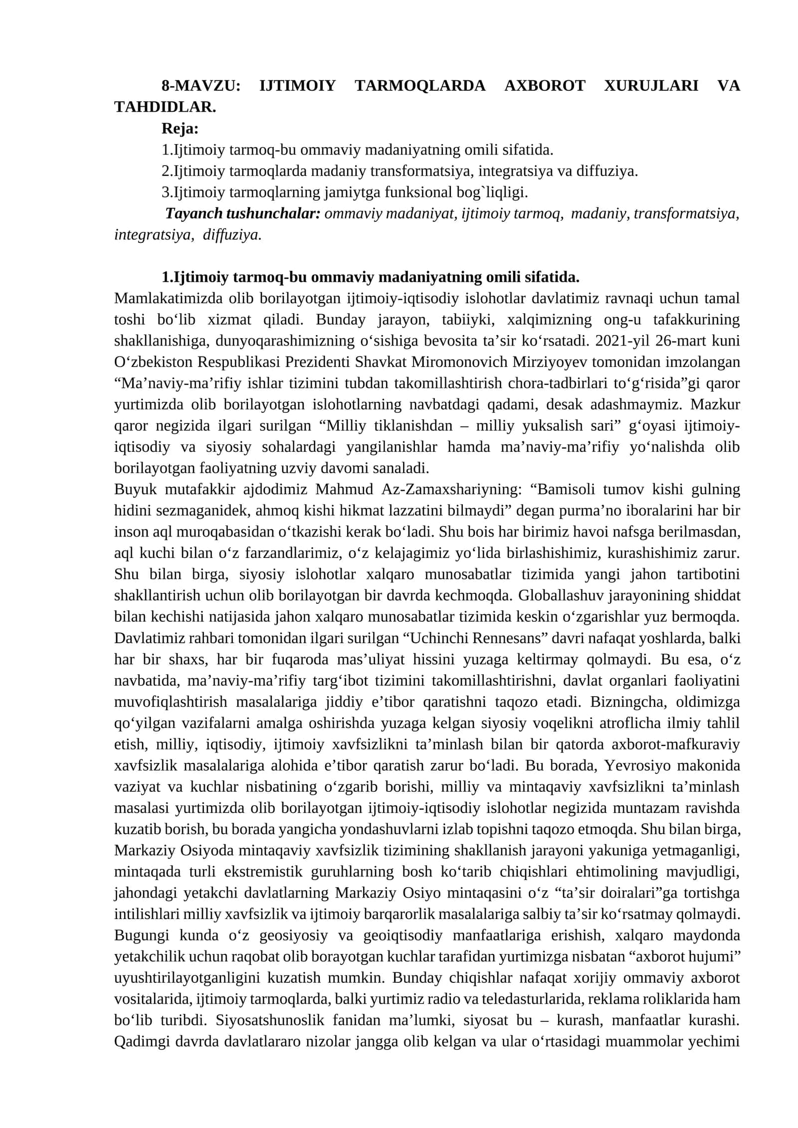 IJTIMOIY TARMOQLARDA AXBOROT XURUJLARI VA TAHDIDLAR 1