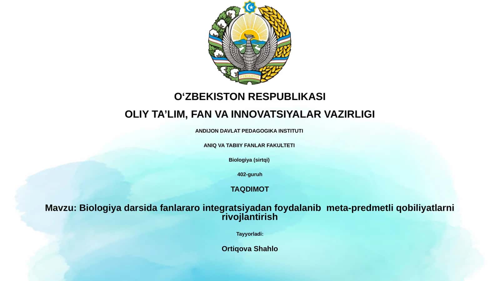Biologiya darsida fanlararo integratsiyadan foydalanib meta-predmetli qobiliyatlarni rivojlantirish 1