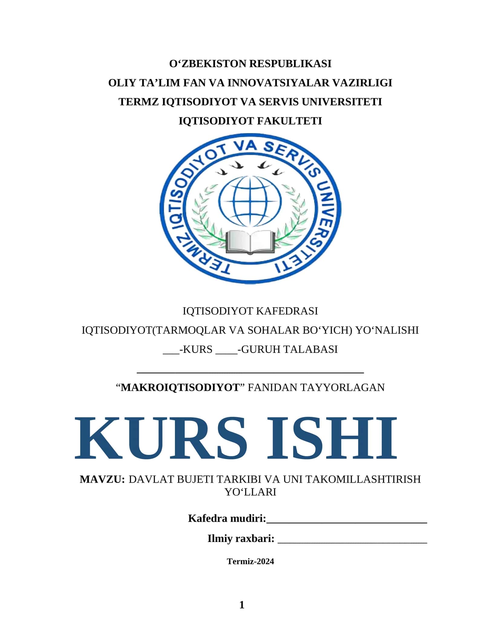 MAKROIQTISODIYOT KURSI 1
