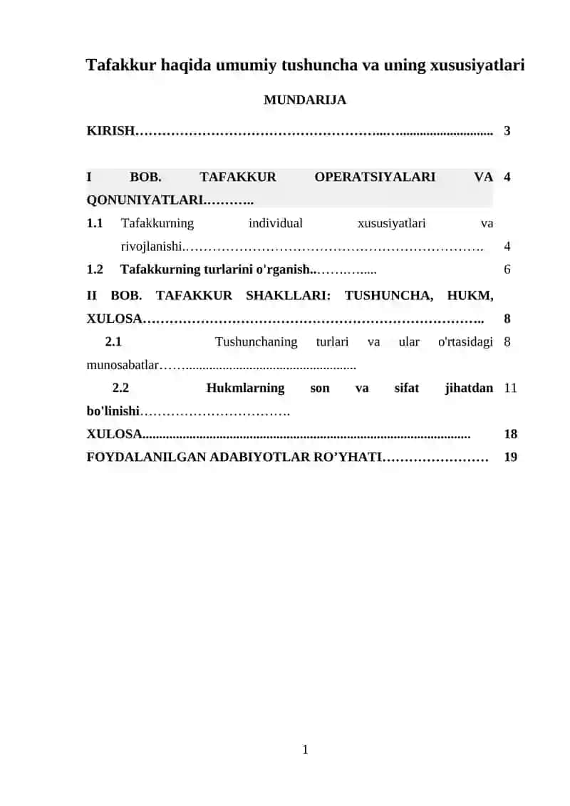 Tafakkur haqida umumiy tushuncha va uning xususiyatlari 1