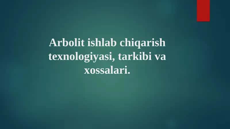 Arbolit ishlab chiqarish texnologiyasi 1