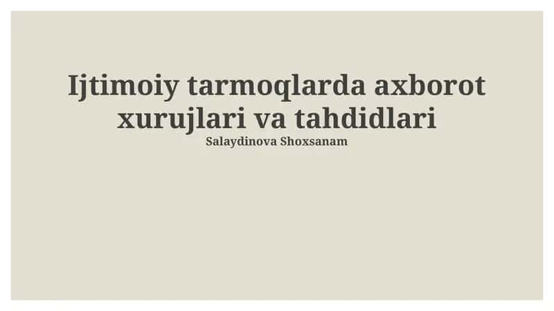 Ijtimoiy tarmoqlarda axborot xurujlari va tahdidlari 1