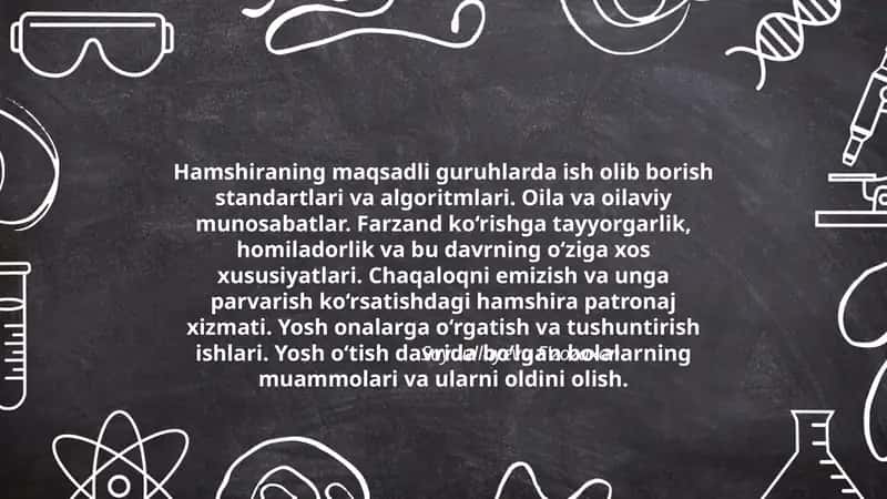 Hamshiraning maqsadli guruhlarda ish olib borish standartlari va algoritmlari 1