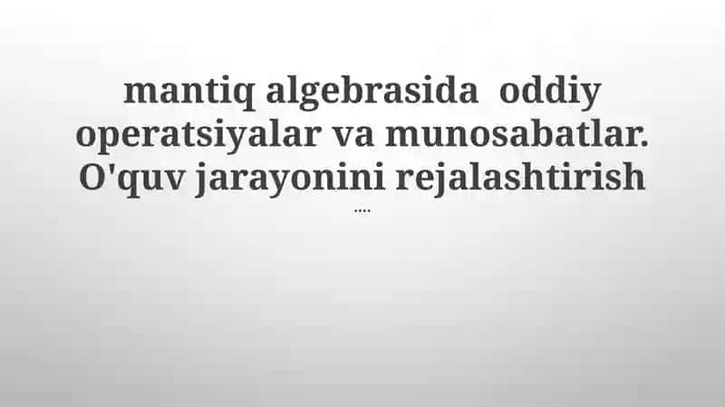 Bul'yan Algebrasi 1