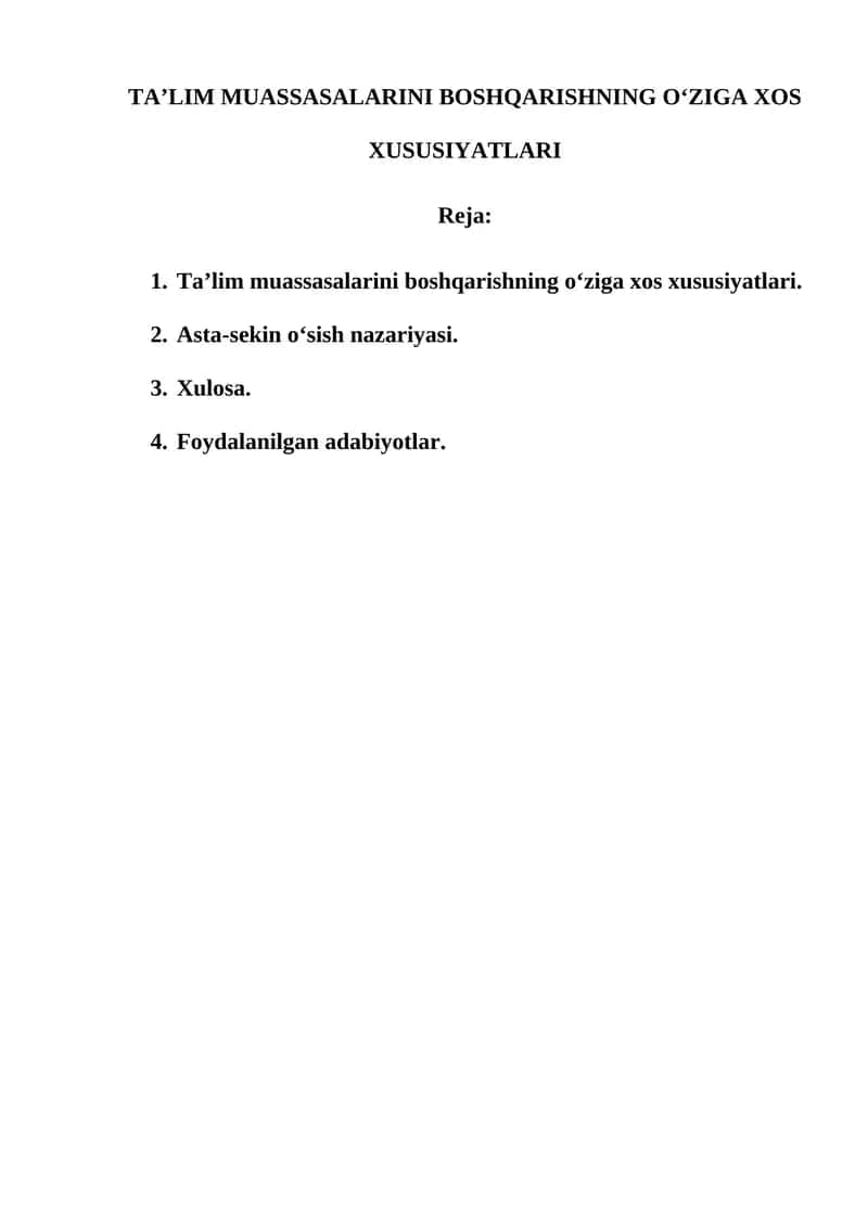 Ta’lim Muassasalarini Boshqarishning O‘ziga Xos Xususiyatlar 1