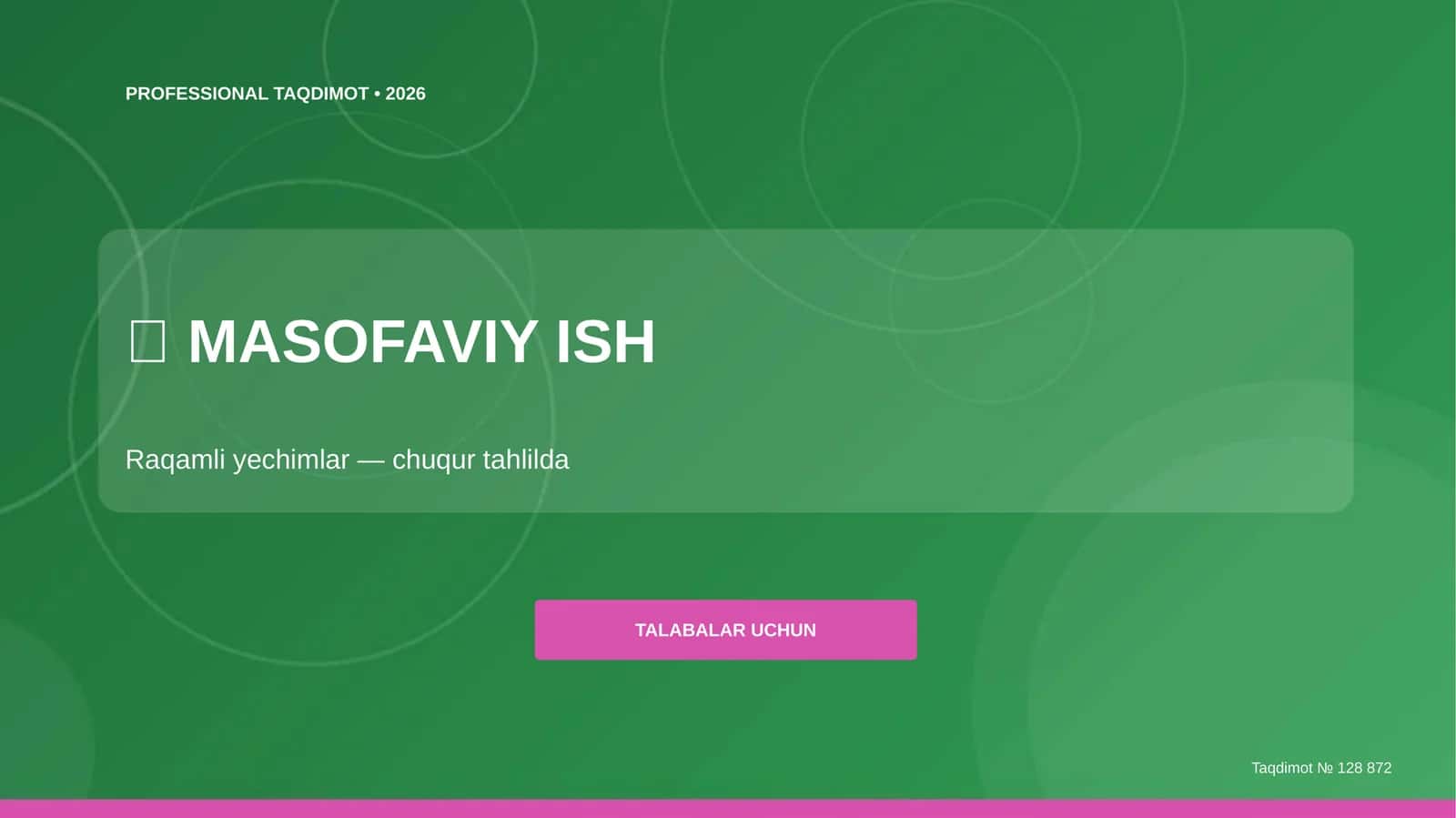 MASOFAVIY ISH: RAQAMLI YECHIMLAR 1