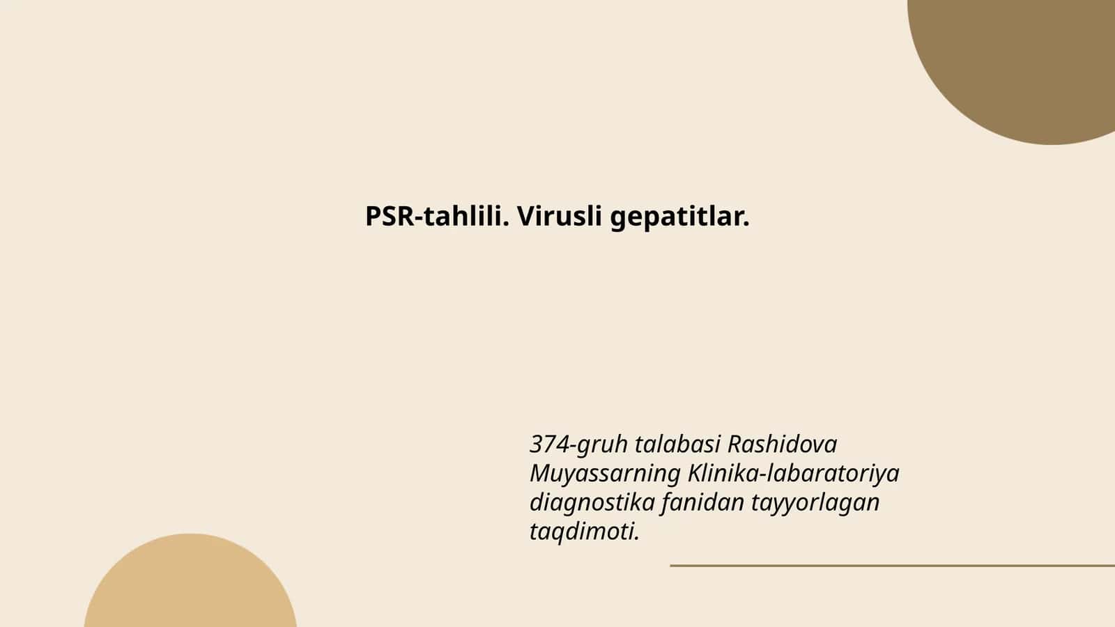 PSR-tahlili. Virusli gepatitlar 1