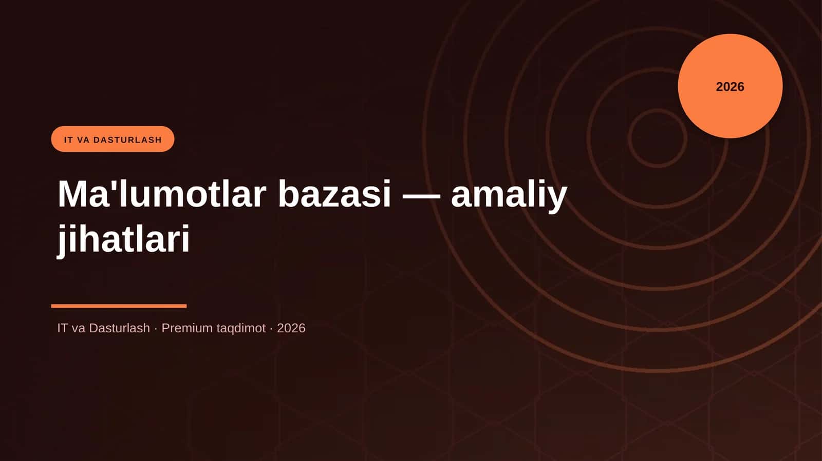 Ma'lumotlar bazasi — amaliy jihatlari 1