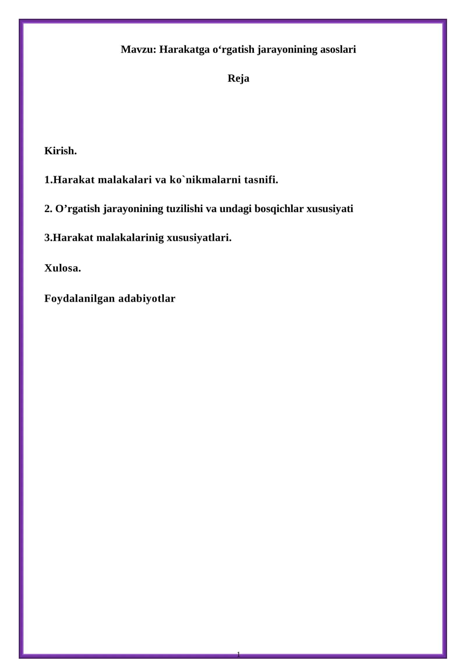 Harakatga o‘rgatish jarayonining asoslari 1