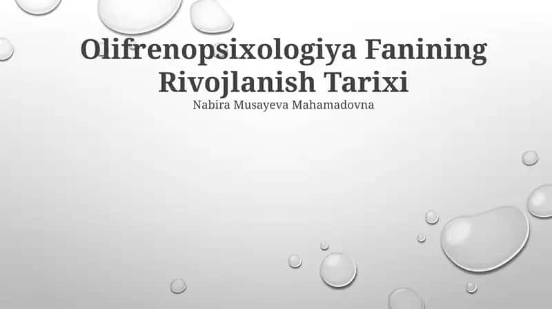 Olifrenopsixologiya Fanining Rivojlanish Tarixi 1