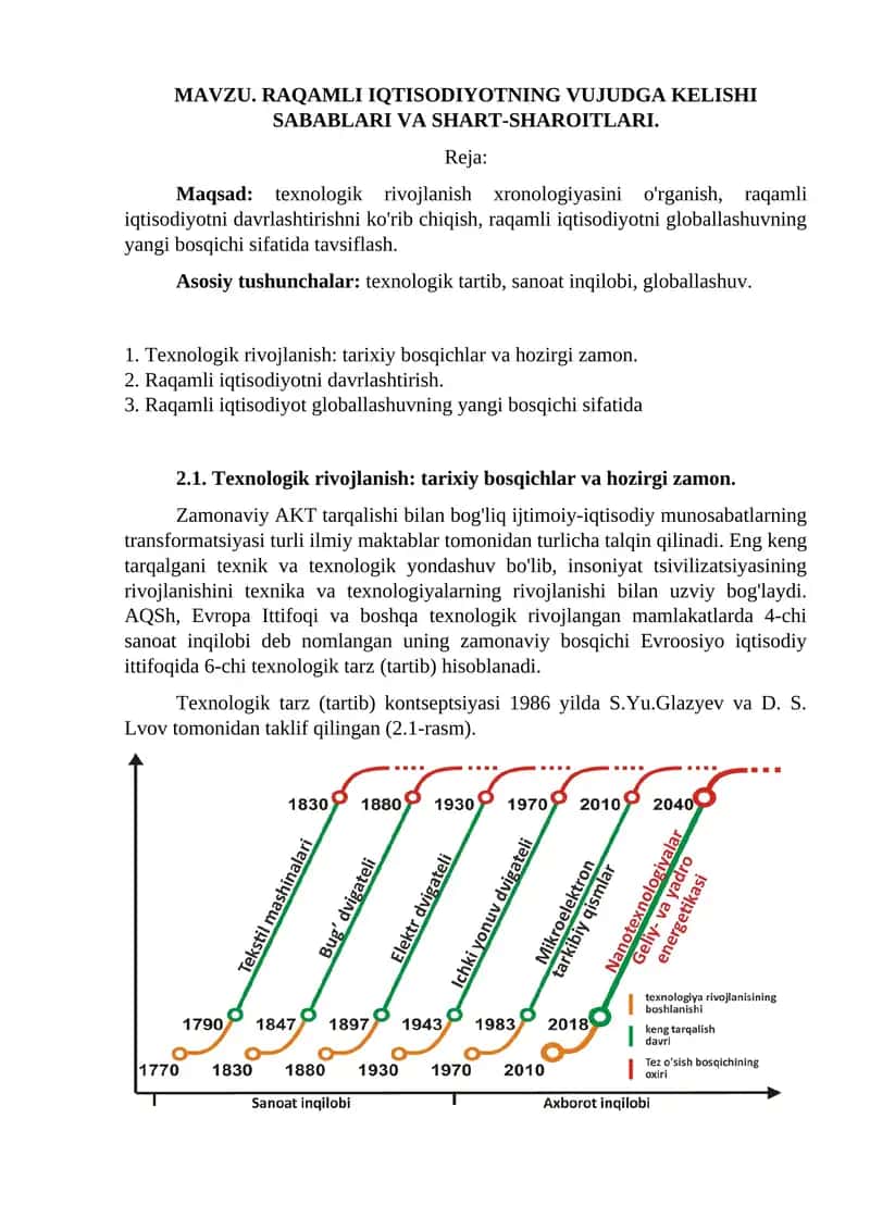 RAQAMLI IQTISODIYOTNING VUJUDGA KELISHI SABABLARI VA SHART-SHAROITLARI 1