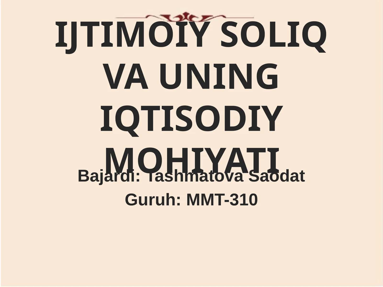 IJTIMOIY SOLIQ VA UNING IQTISODIY MOHIYATI 1