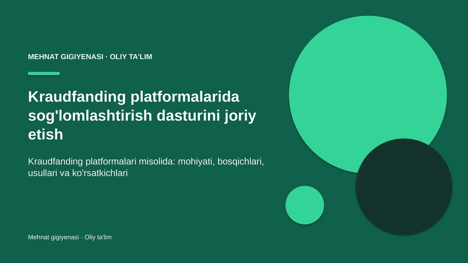 Kraudfanding platformalarida sog'lomlashtirish dasturini joriy etish 1