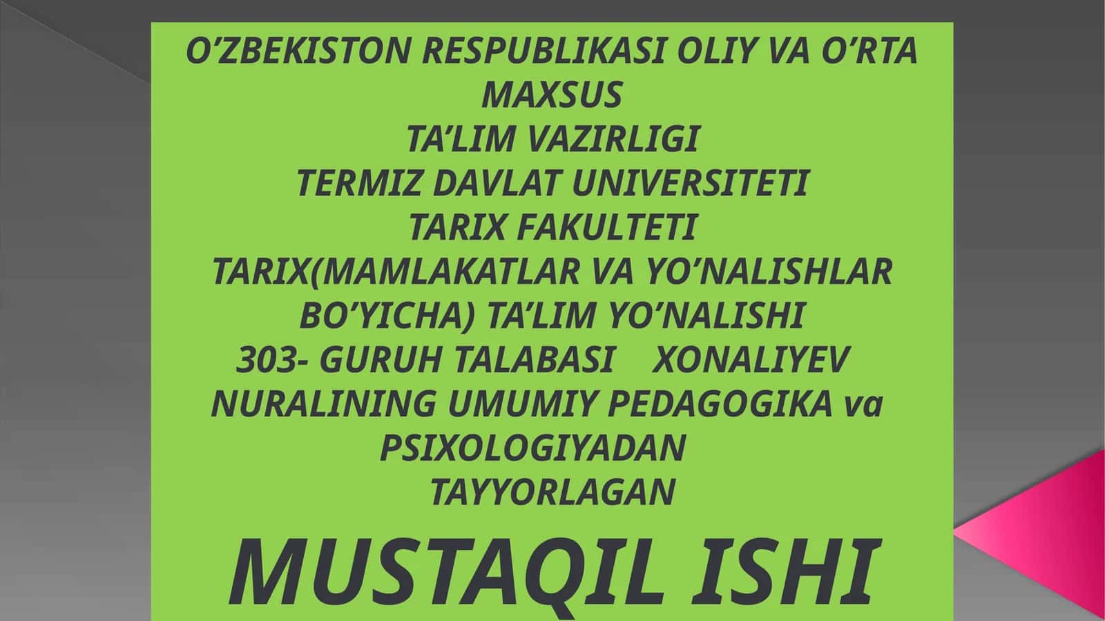 UMUMIY va MAXSUS METODLAR 1