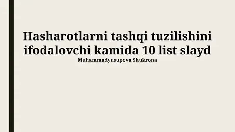 Bosh tuzilishi: Sezgi organlari va og'iz apparatlari 1
