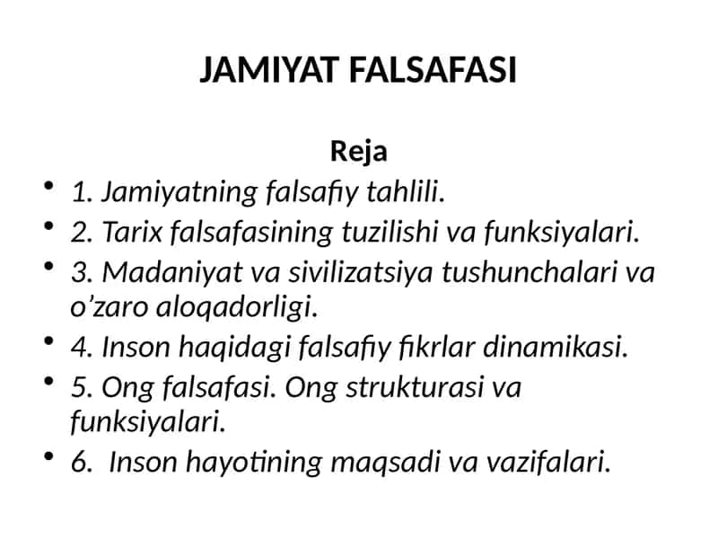 JAMIYAT FALSAFASI 1