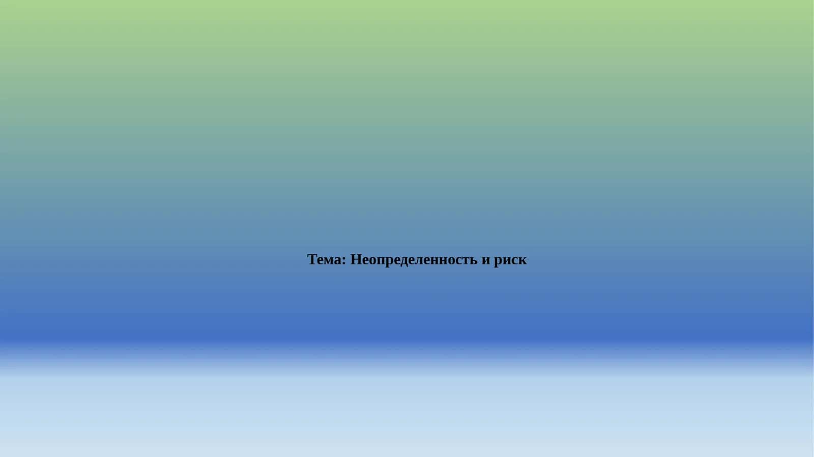 Неопределенность и риск 1