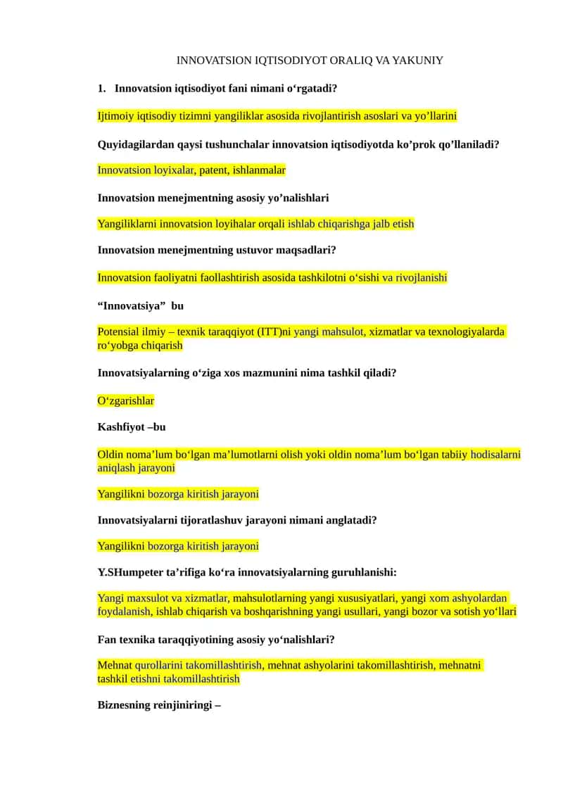 Innovatsion iqtisodiyot fani 1