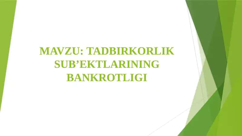 TADBIRKORLIK SUB’EKTLARINING BANKROTLIGI 1