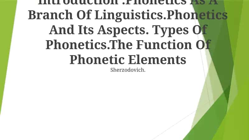 Phonetics 1