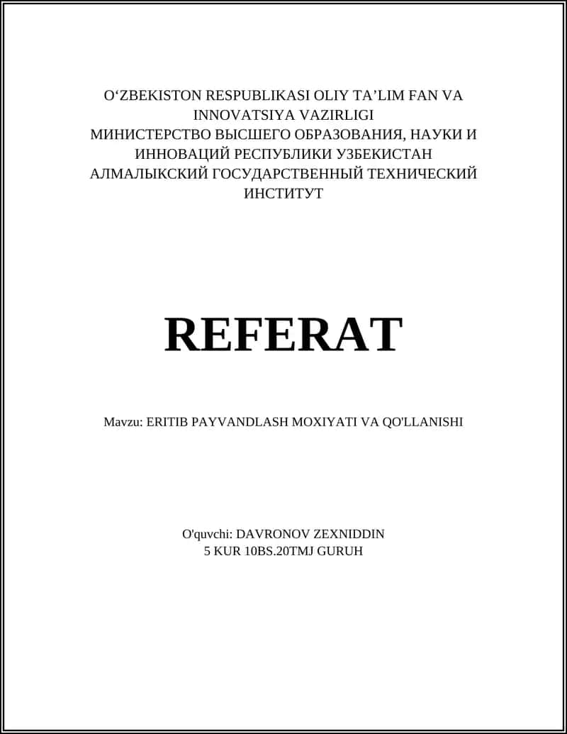 ERITIB PAYVANDLASH MOXIYATI VA QO'LLANISHI 1