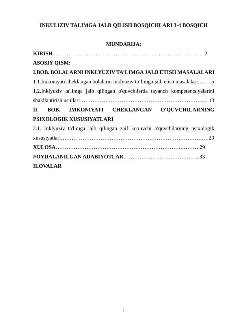 INKULIZIV TALIMGA JALB QILISH BOSQICHLARI 3-4 BOSQICH 1