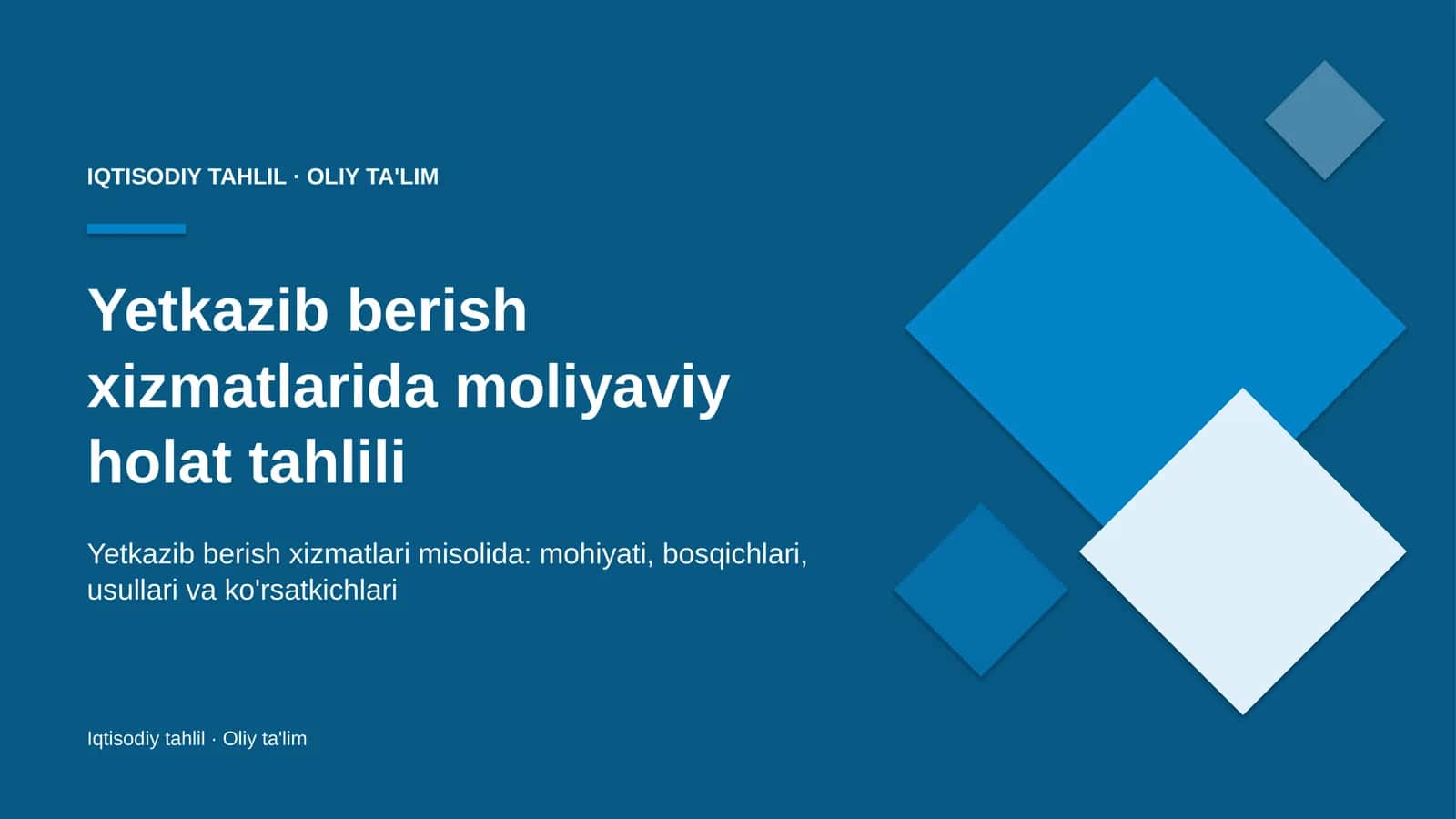 Yetkazib berish xizmatlarida moliyaviy holat tahlili 1