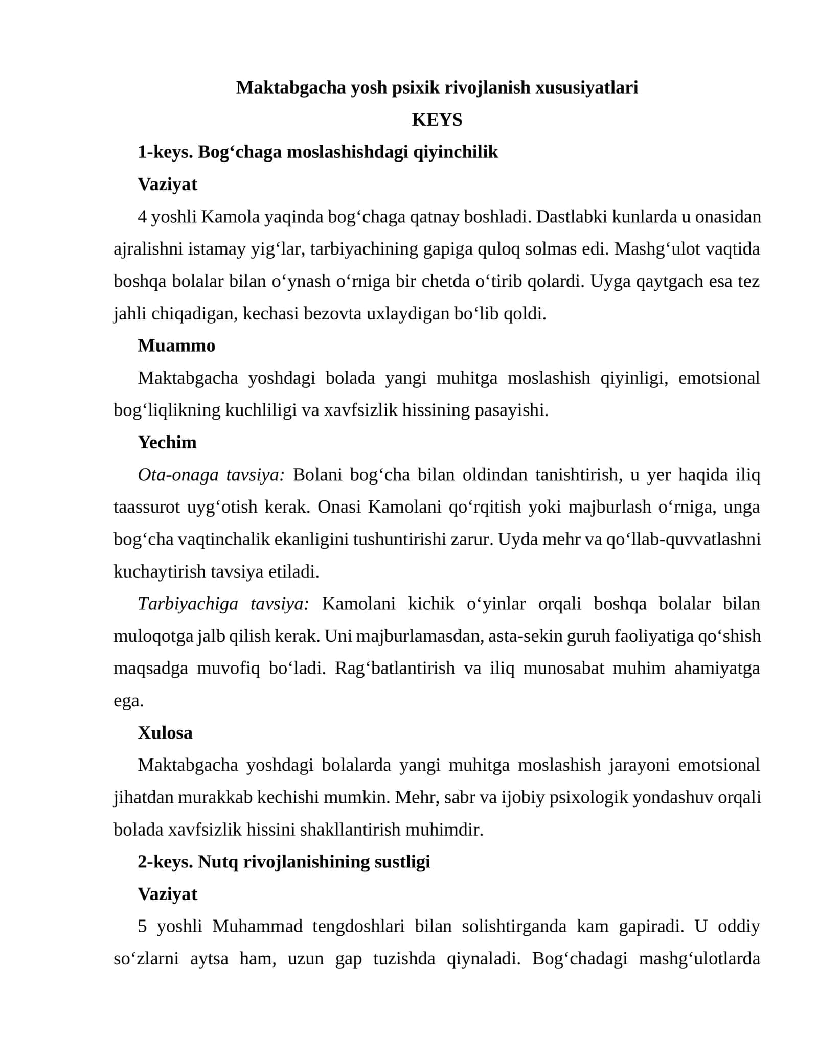 Maktabgacha yosh psixik rivojlanish xususiyatlari 1