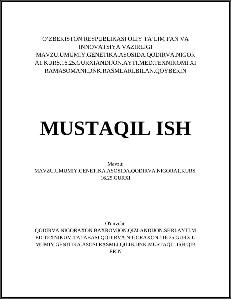 Umumiy Genetika Asoslari va Terminologiya 1