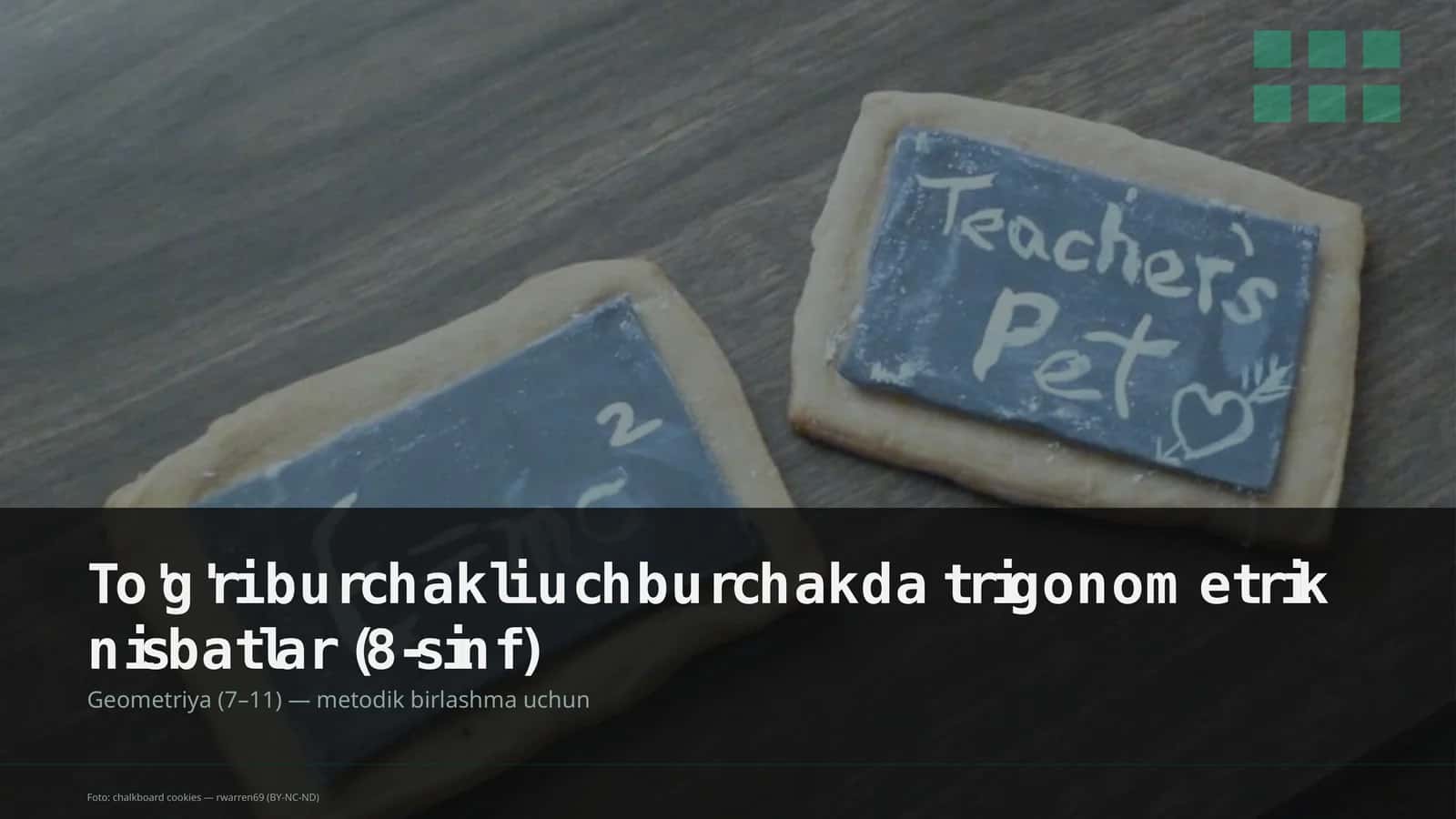 To'g'ri burchakli uchburchakda trigonometrik nisbatlar (8-sinf) 1