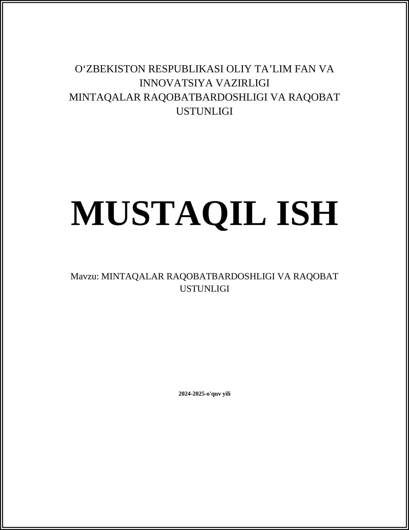 Mintaqaviy iqtisodiy raqobatbardoshlik 1