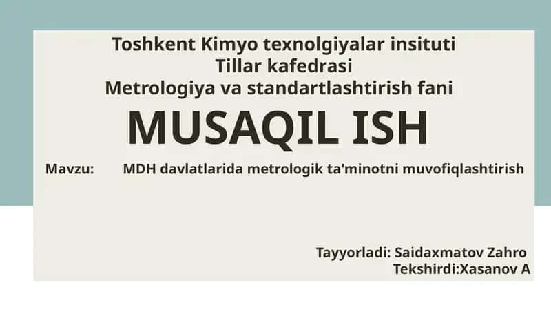 MDH davlatlarida metrologik ta'minotni muvofiqlashtirish 1