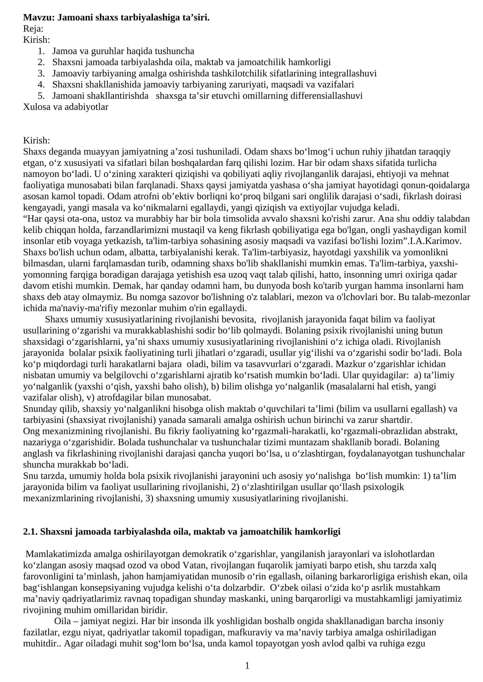 Jamoani shaxs tarbiyalashiga ta’siri 1