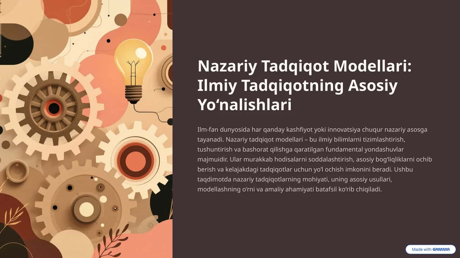 Nazariy Tadqiqot Modellari: Ilmiy Tadqiqotning Asosiy Yo‘nalishlari 1