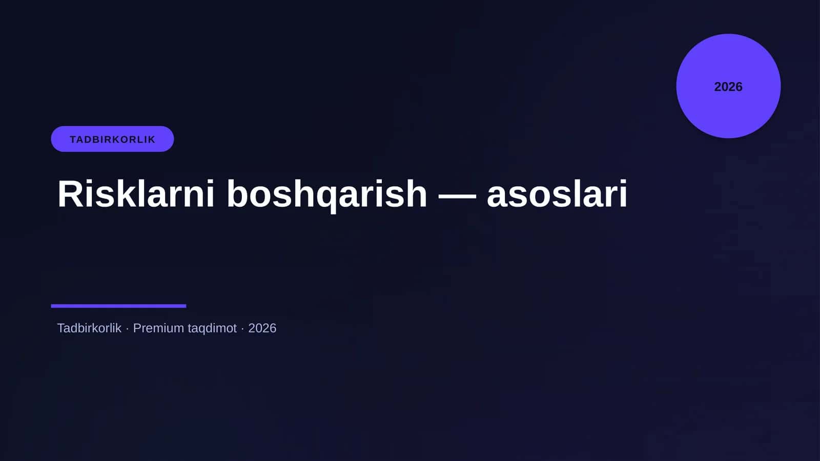 Risklarni boshqarish — asoslari 1