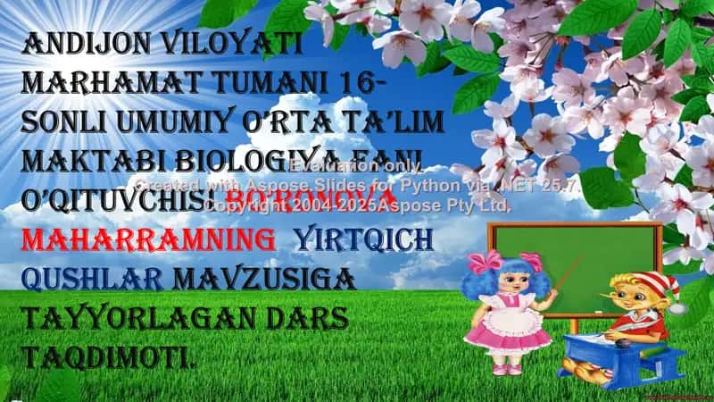 Biologiya faniga oid dars taqdimoti 1