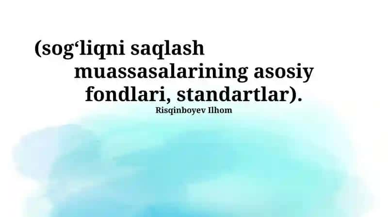 Sogʻliqni saqlash muassasalarining moliyalashtirish standartlari